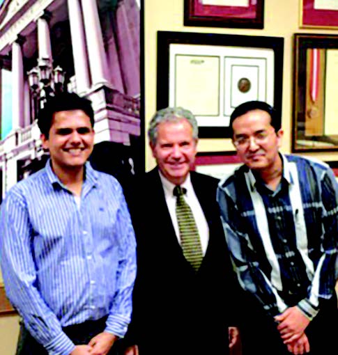 Kamal Subedi, M.B.B.S., (left) studied musculoskeletal radiology and MRI at Case Western Reserve University & University Hospitals in Cleveland, under the supervision of department chair Pablo Ros, M.D., Ph.D., (center); at right: Swachchhanda Songmen, M.D., from Nepal.