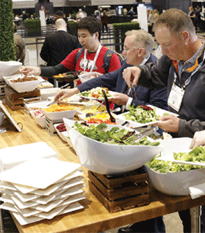 Attendees select food