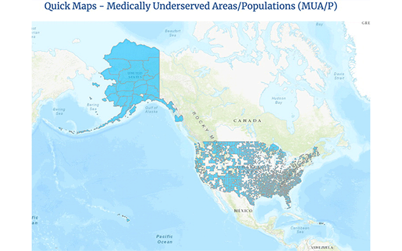 Map underserved medical U.S.