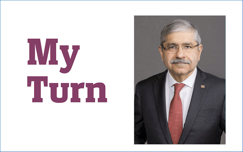 My Turn graphic featuring Umar Mahmood, MD, PhD