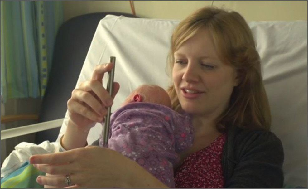 The infants in the study were poked on the bottom of the foot by a special retracting rod simulating a sensation of pain that could then be studied using MRI. The infants in the study were poked on the bottom of the foot by a special retracting rod simulating a sensation of pain that could then be studied using MRI.