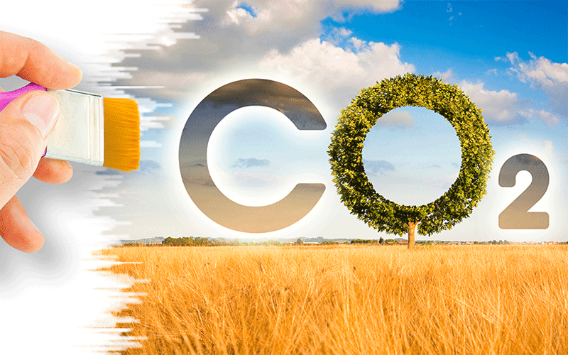 Climate painting co2 over grain field