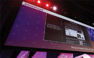 Screen from stage during Fast 5 at RSNA 2022