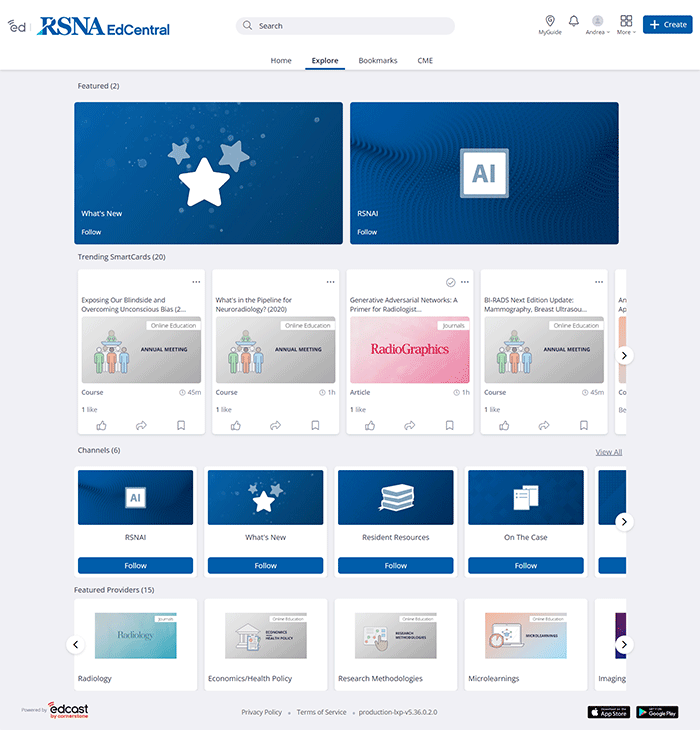 Screenshot from EdCentral Explore page
