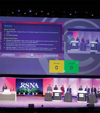 Jeopardy style game show at RSNA annual meeting.