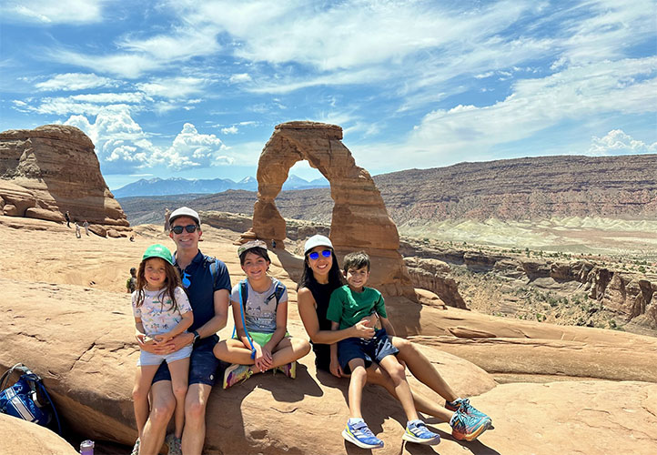 RSNA Member Spotlight Hediyeh Baradaran, MD, MS with her husband and three young children hiking. 
