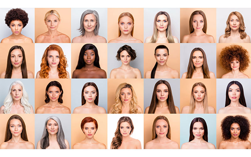 feature image of 28 women shown from the shoulders up, pictured in a grid, all diverse in race, ethnicity and age