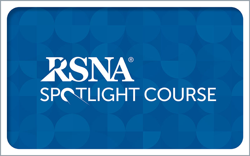 RSNA Spotlight Course logo displayed in white text on a blue geometric background.