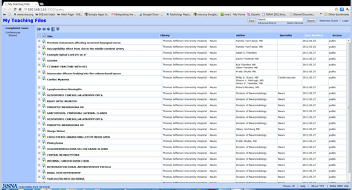 screenshot - My Teaching Files list screenshot - My Teaching Files list